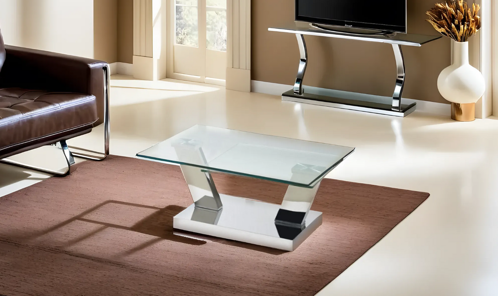 Leahyco Italia Mileto Rectangle Coffee Table With Glass Top-Leahyco