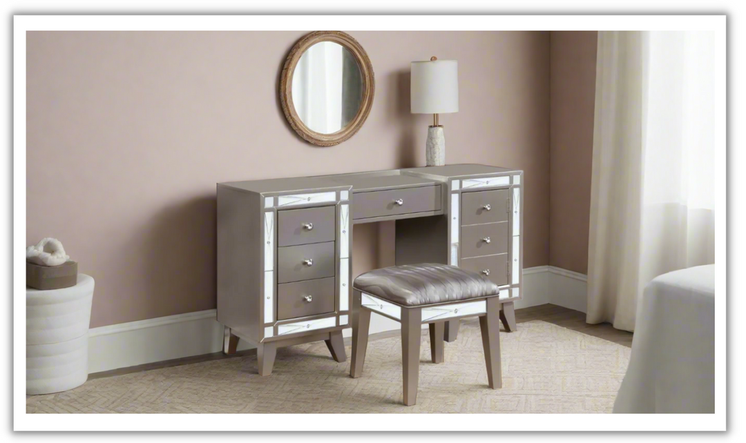 Leighton Vanity Desk And Stool- Leahyco