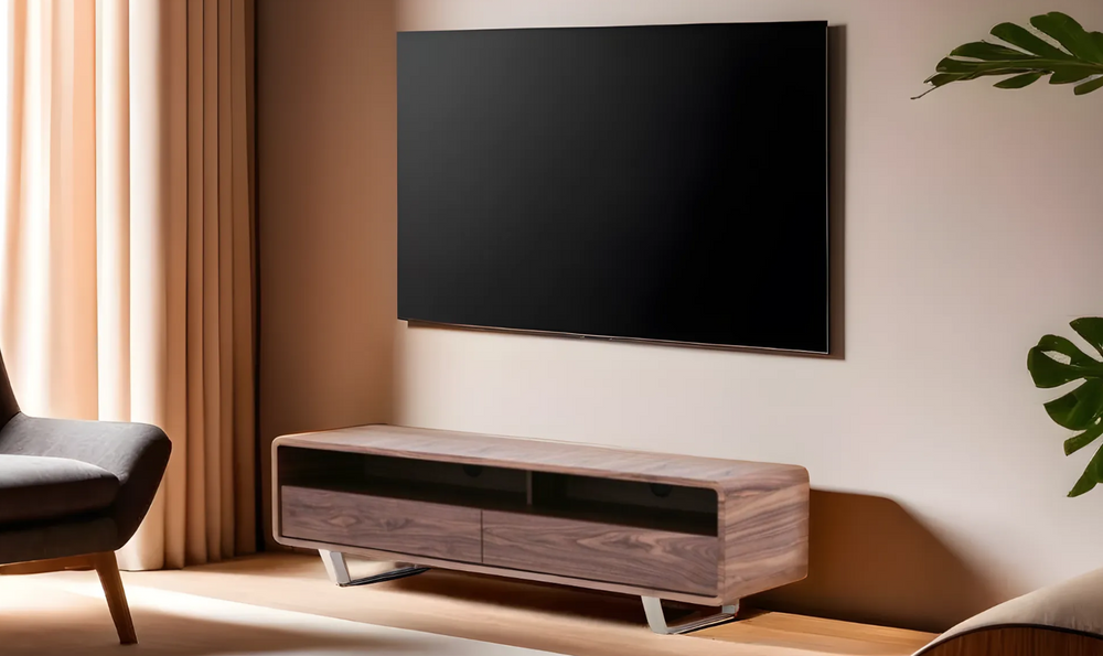 Leahyco Italia Orsay Rectangle Walnut TV Base with 2 Drawers-Leahyco