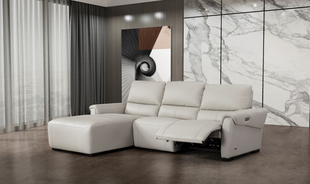 Maria Leather Electric Recliner Sectional Sofa- Leahyco