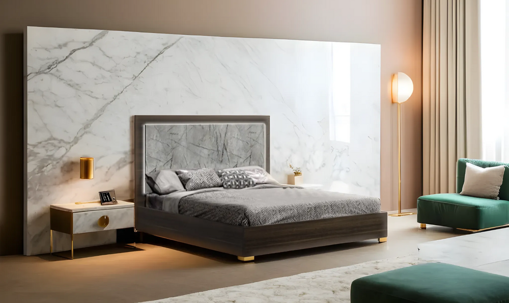 Leahyco Italia Travertine Premium Bed With LED Headboard (Queen / King) - Leahyco