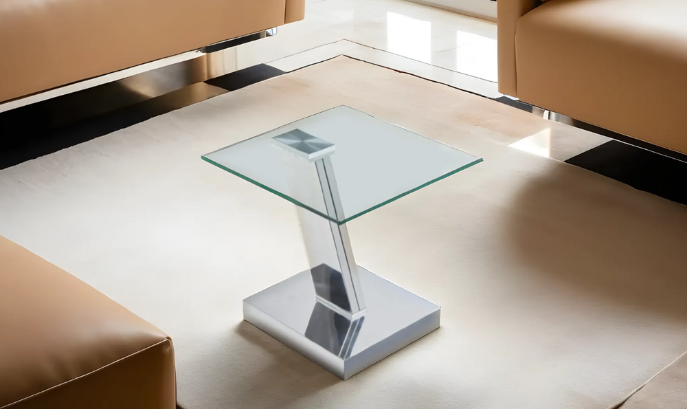 Leahyco Italia Cute Cut Square End Table with Glass Top-Leahyco