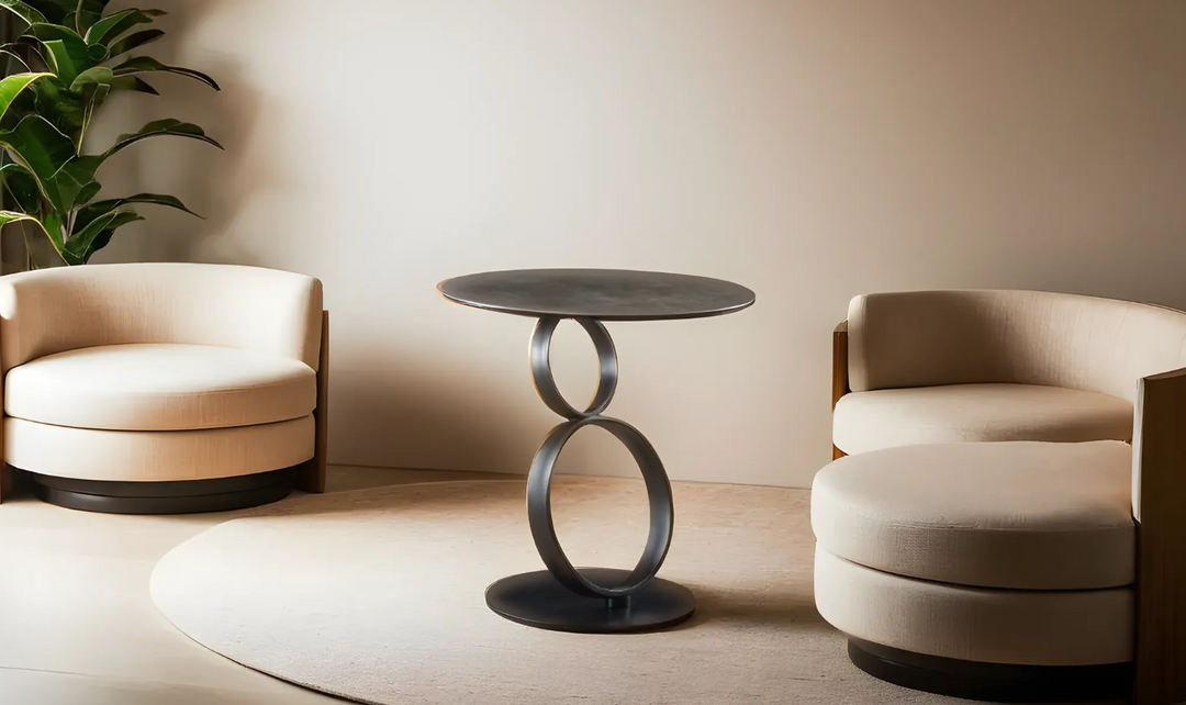 Leahyco Italia Hula-Hop Round End Table in Black-Leahyco