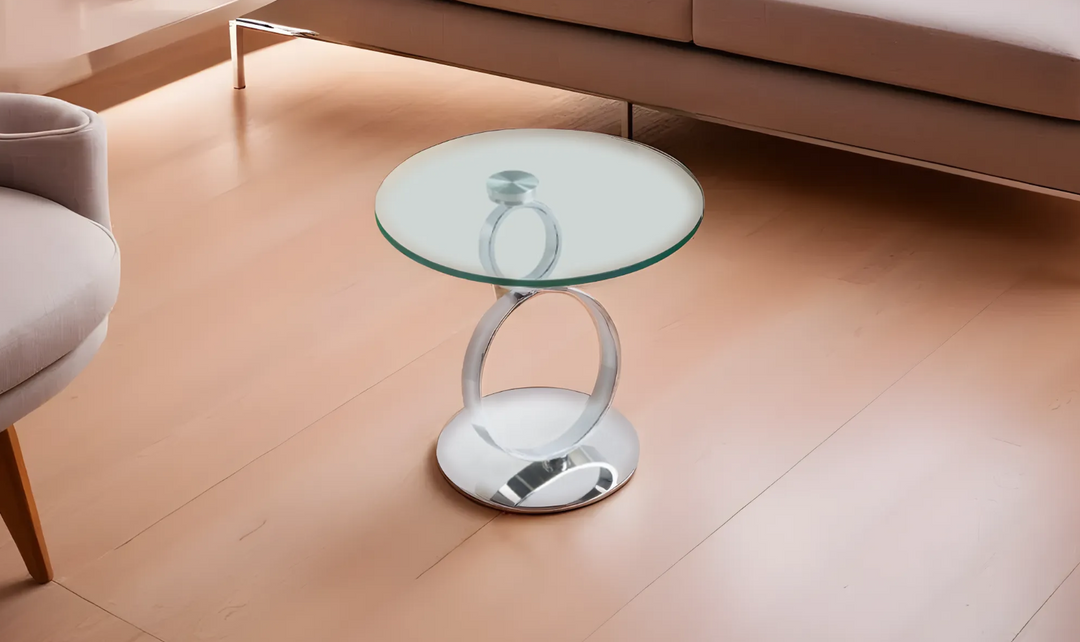 Leahyco Italia Quartet Round End Table With Glass Top-Leahyco