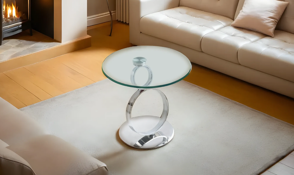 Leahyco Italia Quartet Round End Table With Glass Top-Leahyco