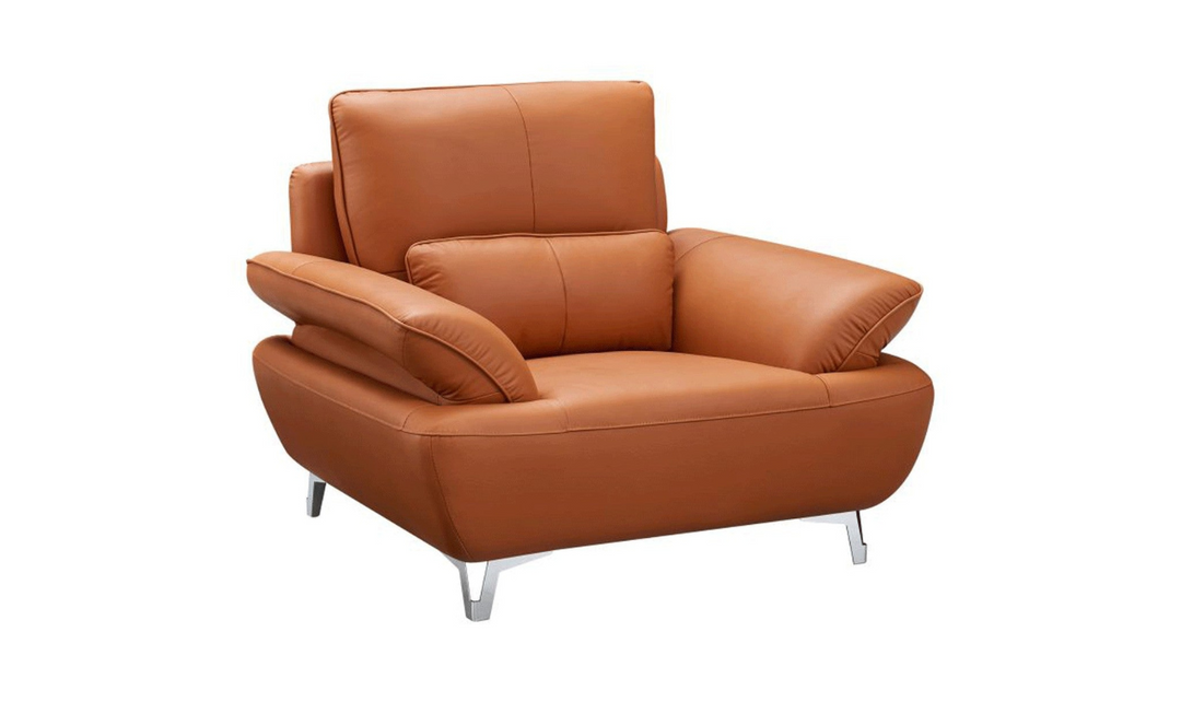 ESF Furniture Top Grain Leather Avianna Living Room Set in Orange