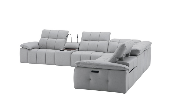 Leahyco Italia Beaumont 6 Pieces Leather Power Recliner Sectional Sofa in Premium Leather