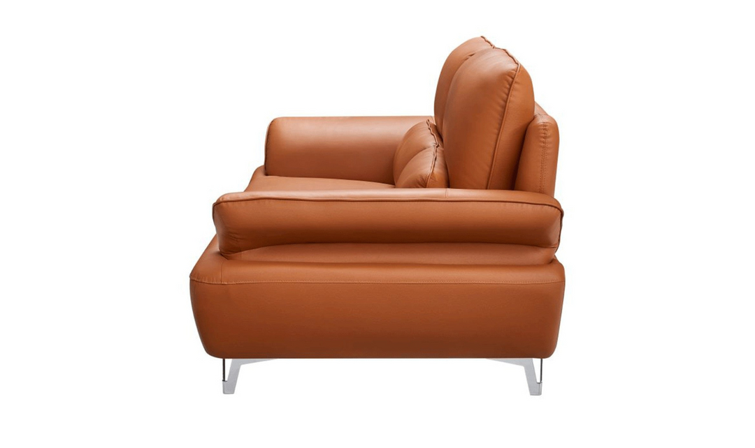 ESF Furniture Top Grain Leather Avianna Living Room Set in Orange