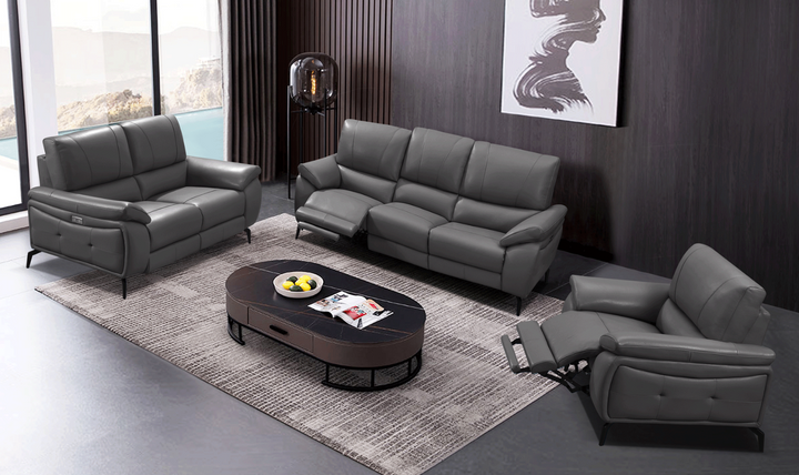 ESF Italia Jake Leather Electric Recliner Living Room Set- Leahyco