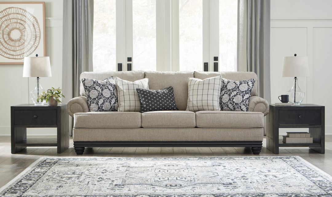 Elbiani 3 Seater Fabric Sofa With Rolled Arms