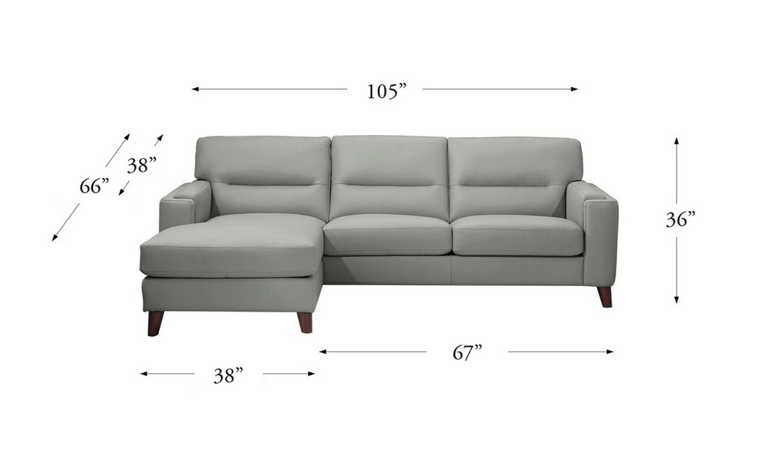 Elm L-Shape 3-Seater Leather Sectional Sofa