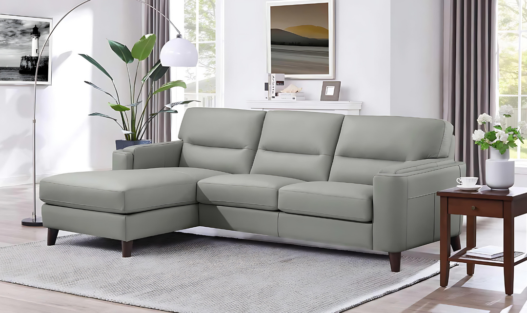 Elm L-Shape 3-Seater Leather Sectional Sofa