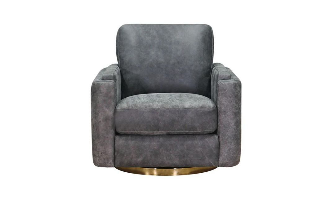 Elm Swivel Leather Chair with Cushion Track Arm