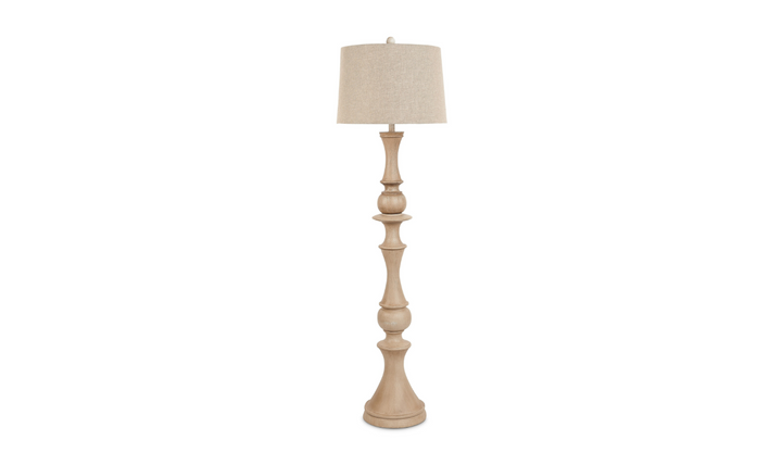 Emma 63" Polyresin Distressed Beige floor Lamp-Leahyco