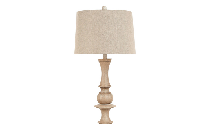 Emma 63" Polyresin Distressed Beige floor Lamp-Leahyco