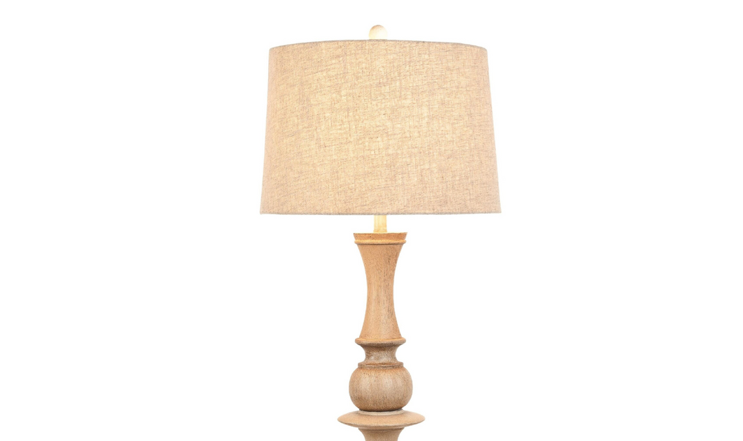 Emma 63" Polyresin Distressed Beige floor Lamp-Leahyco