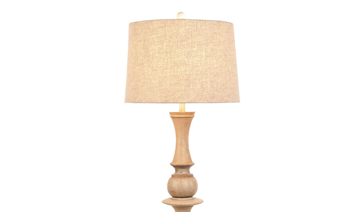 Emma 63" Polyresin Distressed Beige floor Lamp-Leahyco