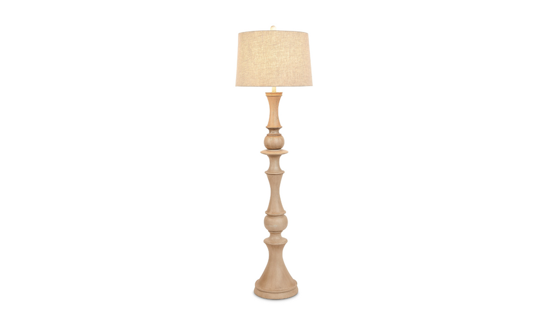 Emma 63" Polyresin Distressed Beige floor Lamp-Leahyco