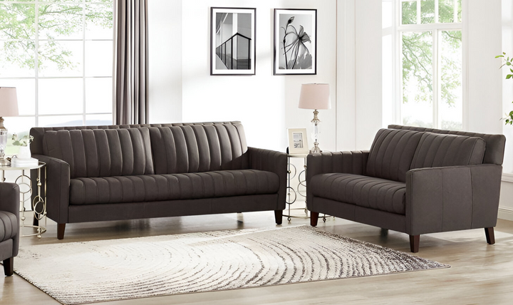 Ennis 2-Seater Leather Loveseat With Track Arms