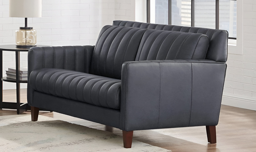 Ennis 2-Seater Leather Loveseat With Track Arms