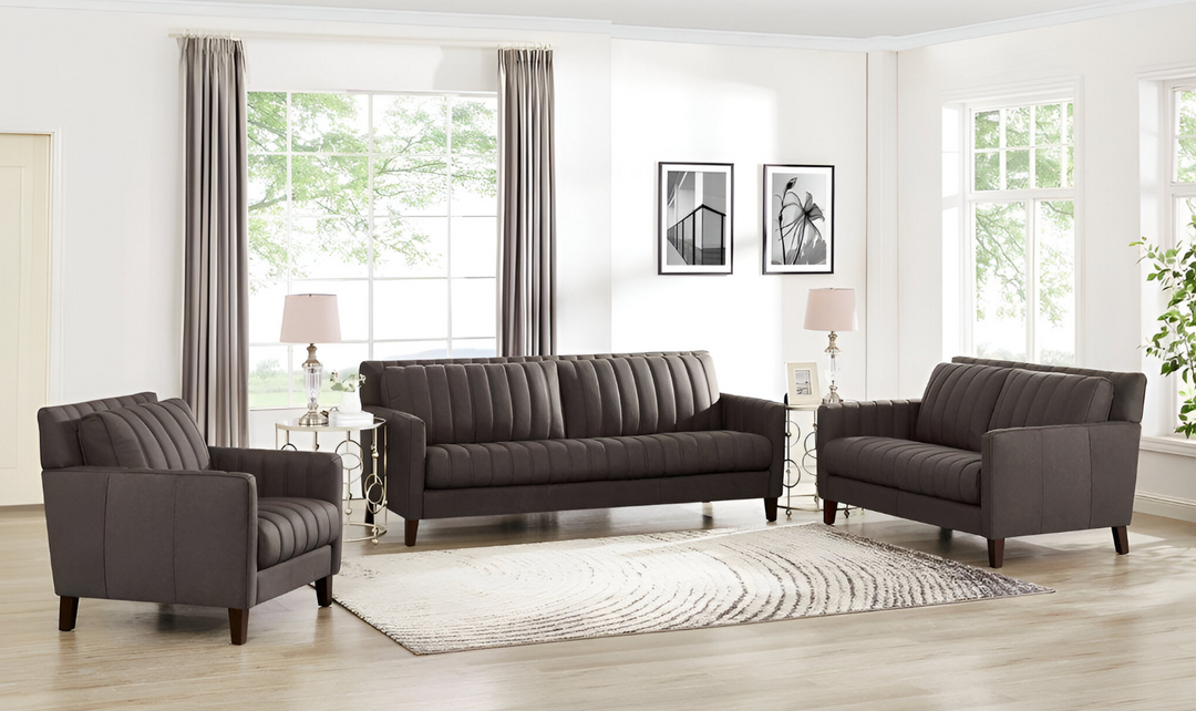 Ennis 2-Seater Leather Sofa With Track Arms