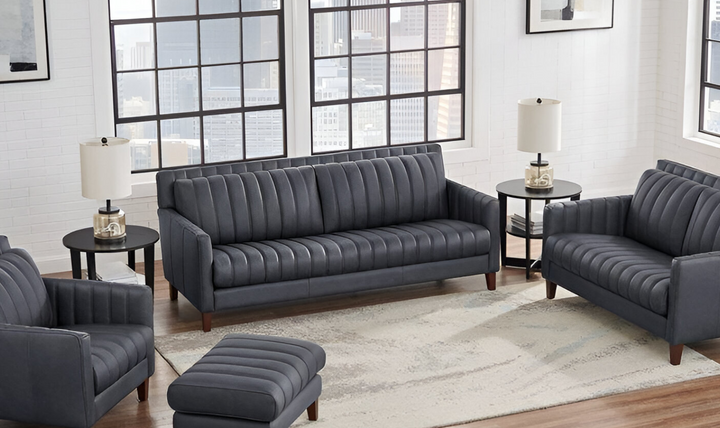 Ennis 2-Seater Leather Sofa With Track Arms