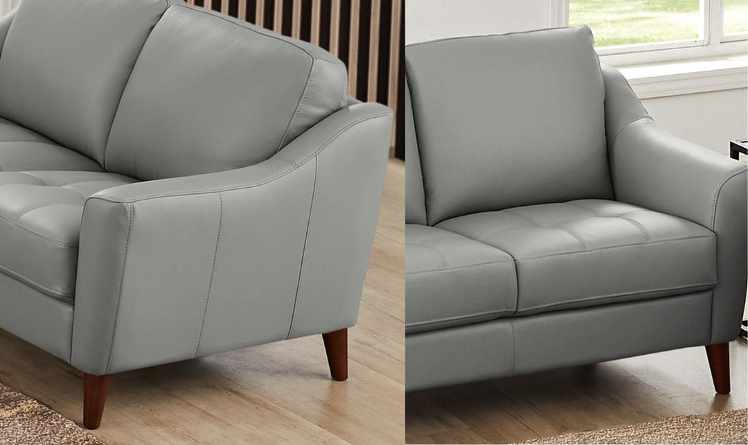 Ersa 2-Seater Leather Loveseat With Wooden Legs-Leahyco