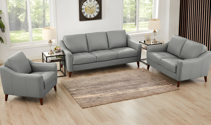 Ersa 2-Seater Leather Loveseat With Wooden Legs-Leahyco