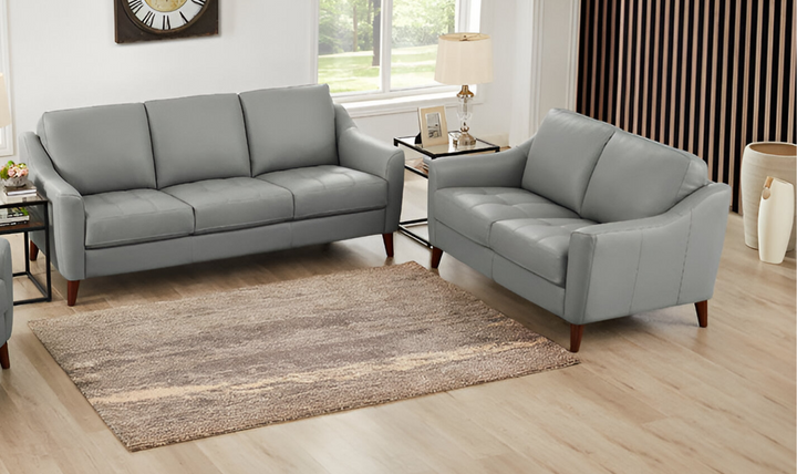 Ersa 2-Seater Leather Loveseat With Wooden Legs-Leahyco