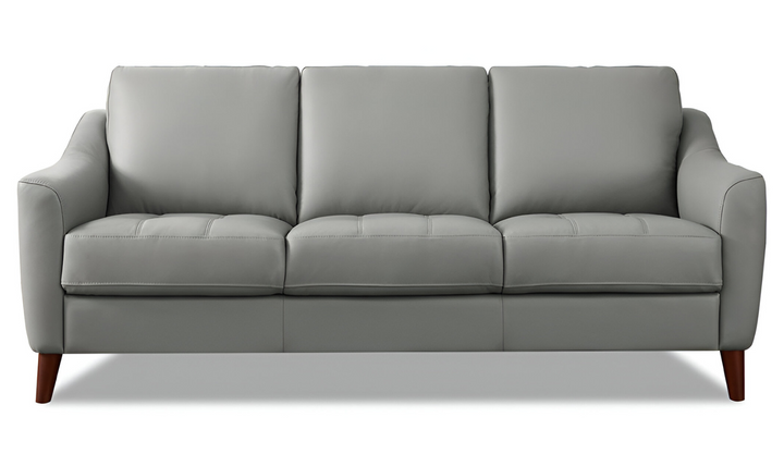 Ersa 3-Seater Leather Sofa With Wooden Legs-Leahyco