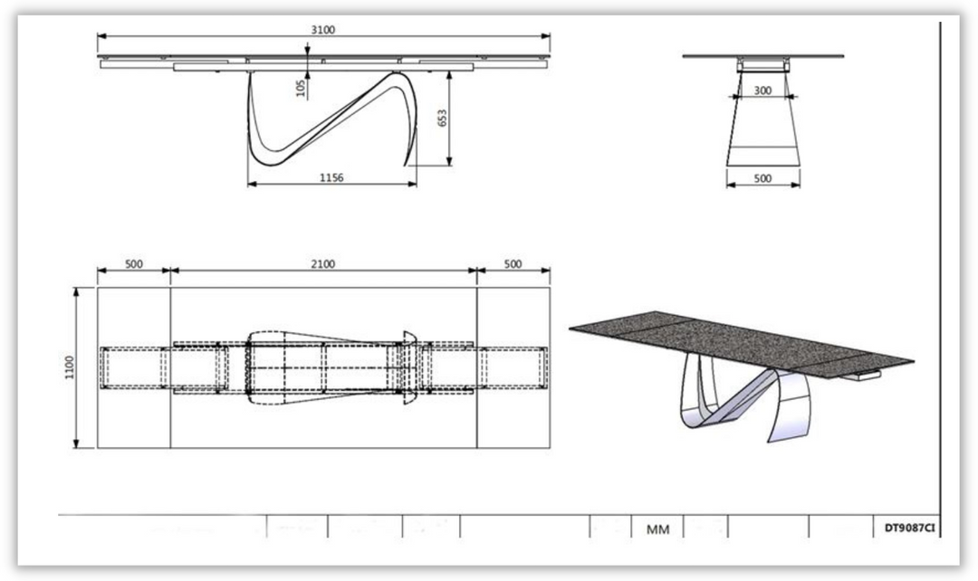 European Ceramic Top Marble Design Extention Dining Table