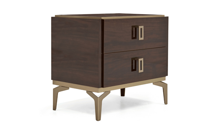 Eva 2 Drawer Nightstand With Brass Handles