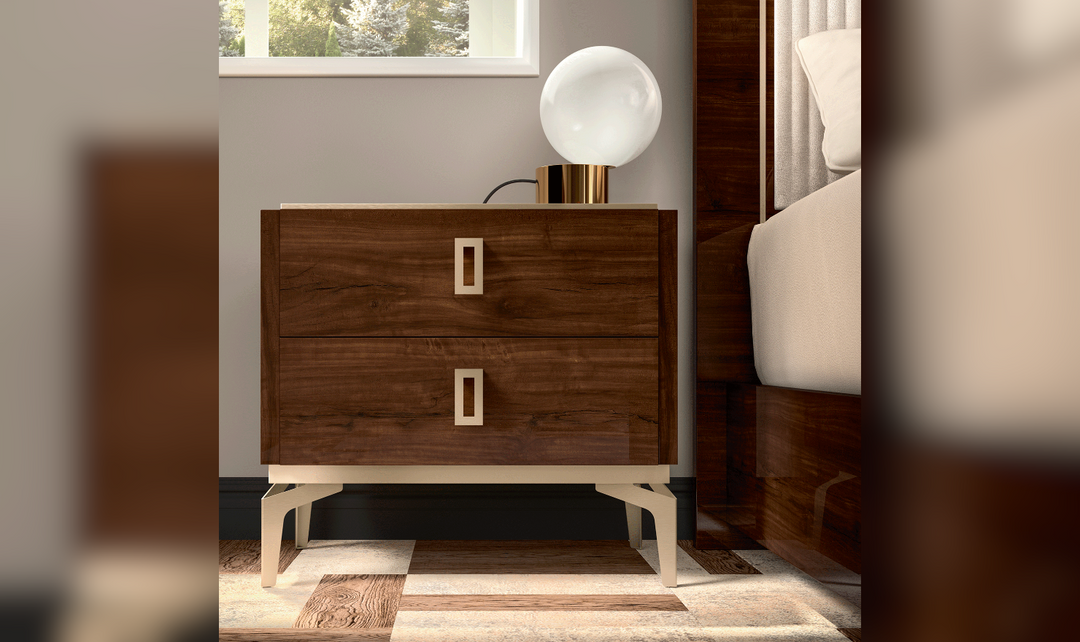 Eva 2 Drawer Nightstand With Brass Handles