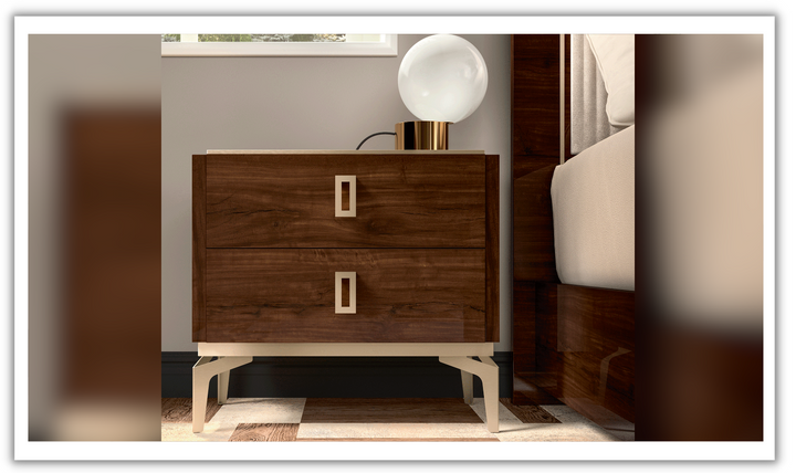 Eva 2 Drawer Nightstand With Brass Handles