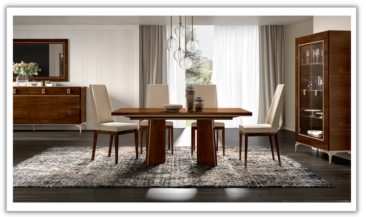 Eva Dining Table Extendable Leaves in Brown