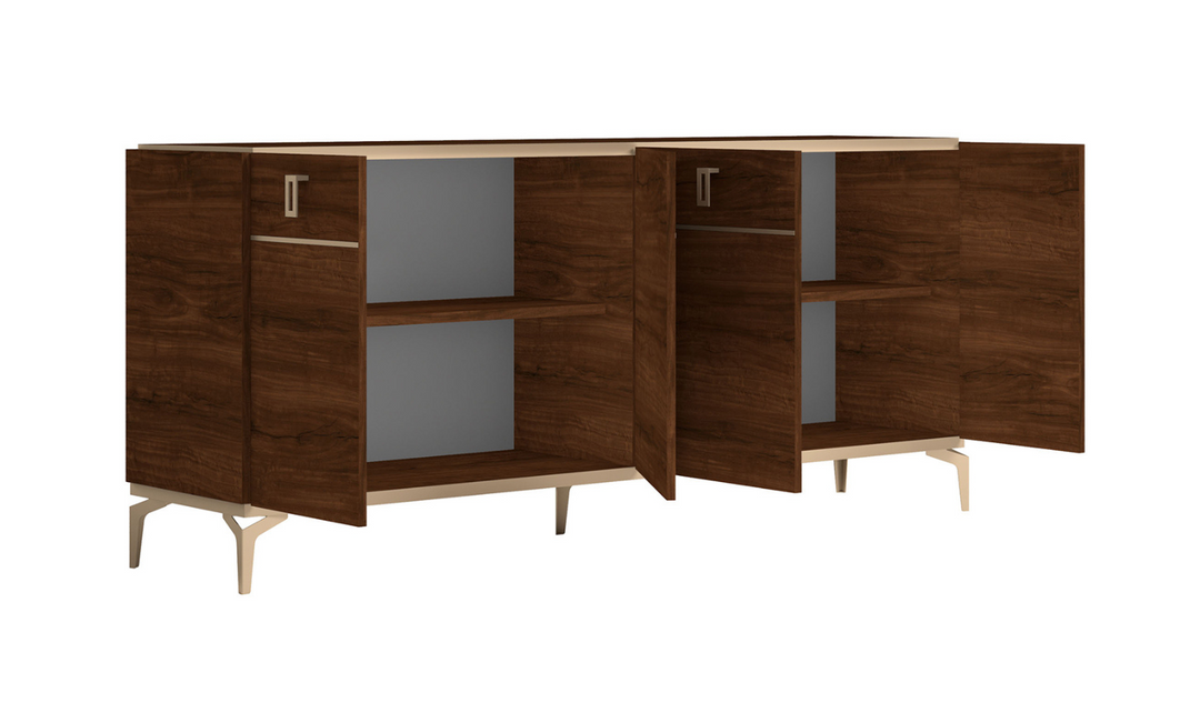 Eva 4 Door Buffet in Walnut Brown Finish