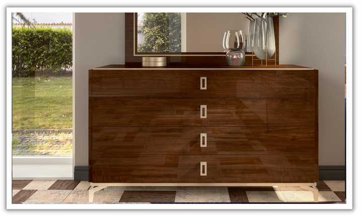 Eva 4 Drawer Dresser with Brass Handle