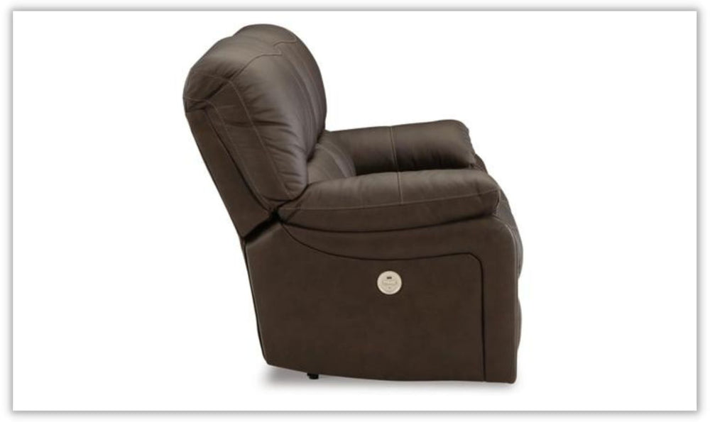 Leesworth Dark Brown Leather Power Recliner