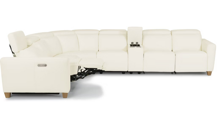 Flexsteel Latitudes Astra 5-Piece Leather Sectional with Speaker and USB Port