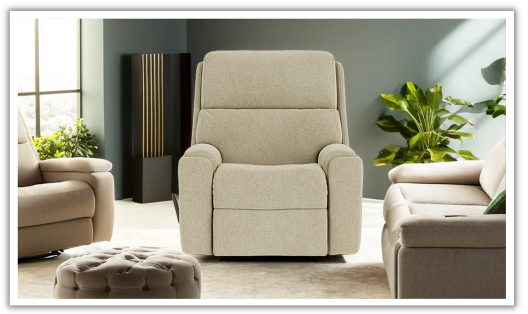 Flexsteel Rio Swivel Gliding Fabric Recliner Chair in Light Brown-jenniferfurniture