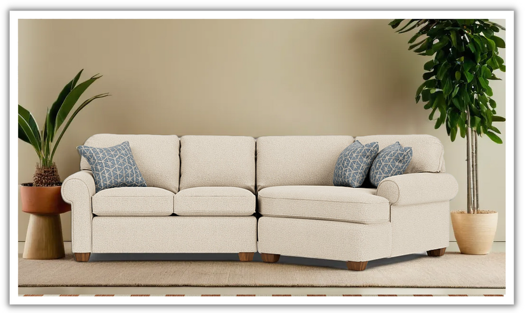 Flexsteel Thornton 5-Seater L-Shaped Fabric Sectional Sofa with Rolled Arms-jenniferfurniture