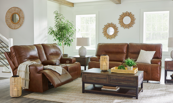 Modern Heritage Francesca Auburn 3-Seater Leather Power Reclining Sofa