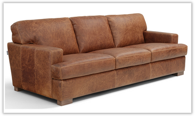 Franco 3-Seater Brown Leather Sofa with T-Type cushions