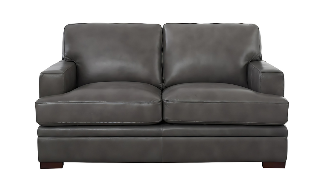 Georgia 2-Seater Leather Loveseat With Box Cushions