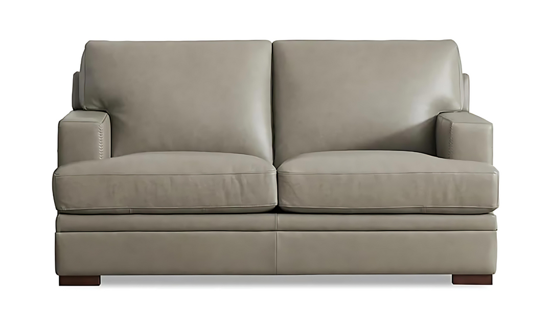 Georgia 2-Seater Leather Loveseat With Box Cushions