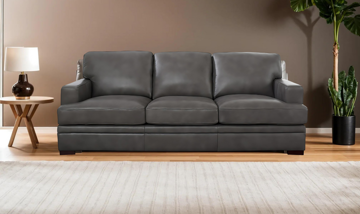 Georgia 3-Seater Leather Sofa With Box Cushions