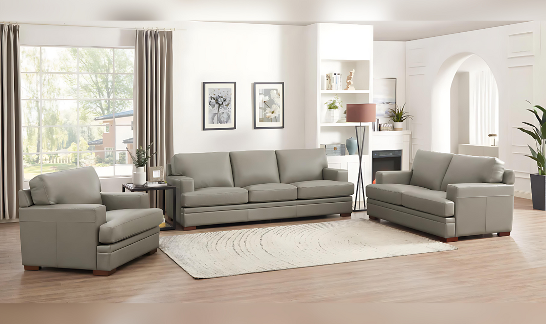 Georgia 3-Seater Leather Sofa With Box Cushions