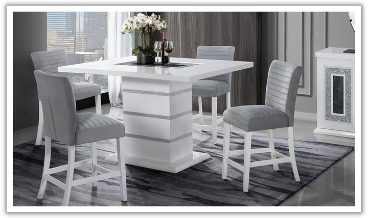 Global Furniture Monaco 5 Piece Bar Set In White and Gray