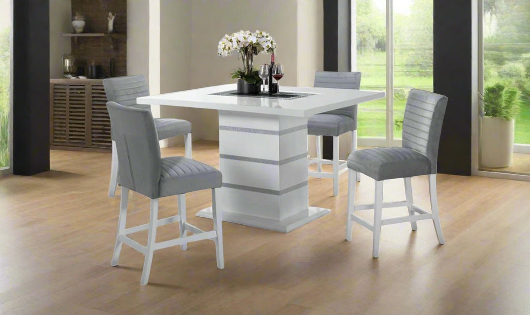 Global Furniture Monaco 5 Piece Bar Set In White and Gray