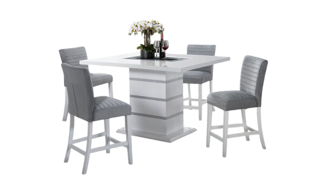 Global Furniture Monaco 5 Piece Bar Set In White and Gray